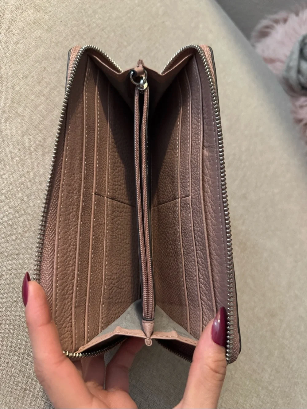 Vince Camuto Dusty Rose Pebbled Leather Cosmetic Pouch